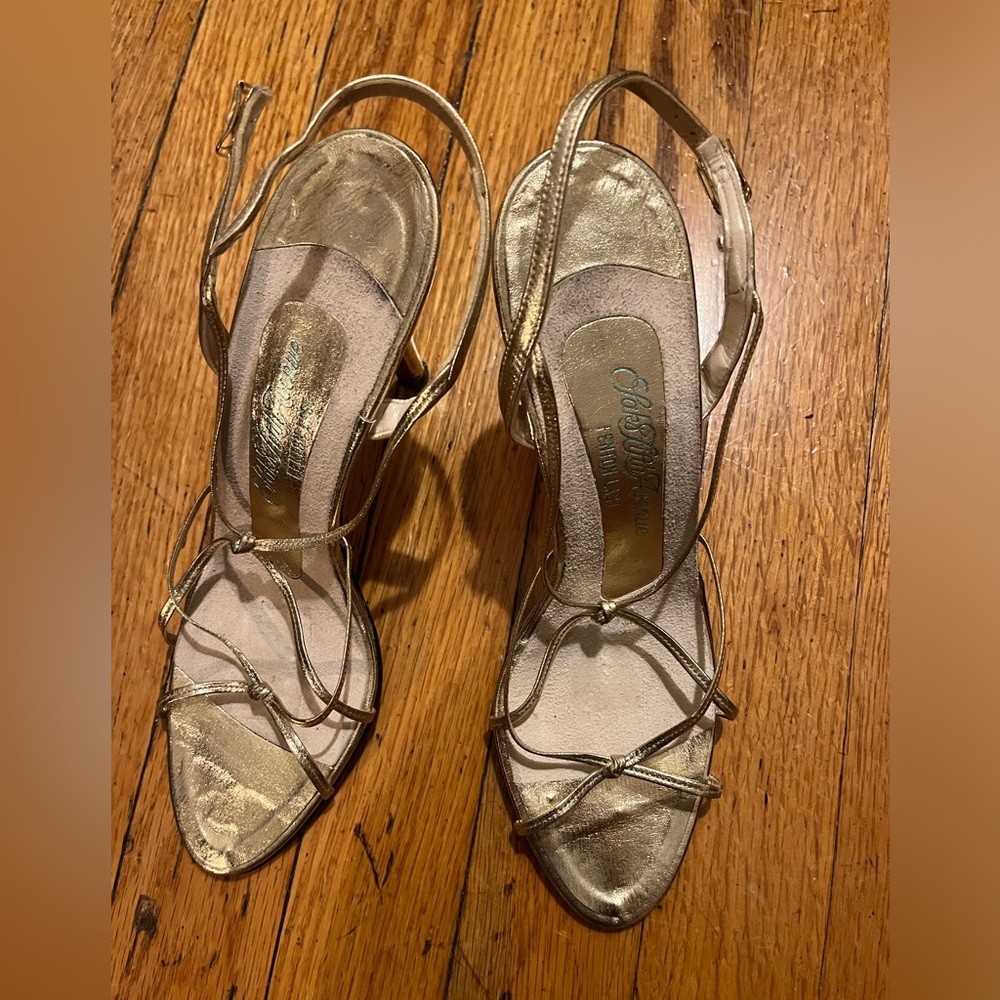 Vintage Saks fifth ave Gold Strappy Heels